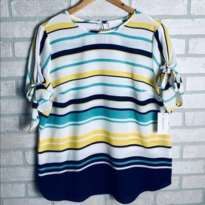 Charter Club Striped Tie Sleeve Top